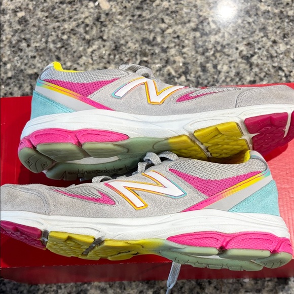 New Balance Kids Sneakers - Gray, Yellow, Pink, Blue - Picture 10 of 16